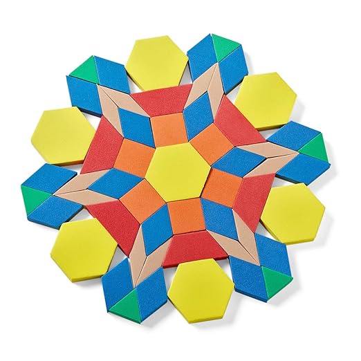 hand2mind Foam Pattern Blocks, Geometric Shapes for Kids, Pattern Play, Toddler Pattern Blocks, Learning Shapes for Kindergarten, 3D Shapes Manipulatives, Sorting Math Blocks (Set of 1,250)