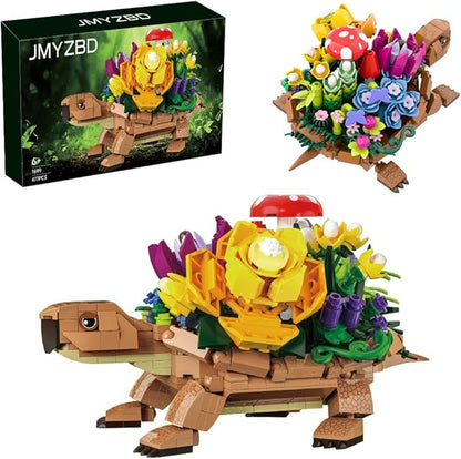 Sea Turtle Succulent Planter Building Set, Turtle Flowers Pot Building Kit, Animals Botanical Collection Blocks Toys, for 6+ Boys, Girls, Women, Home Plants Decor Gift Idea for Christmas (477Pcs)