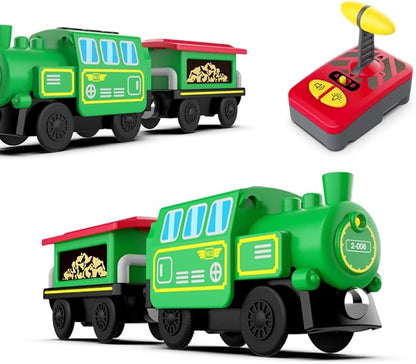 Wooden Train Accessories Battery Operated Locomotive Train, Remote Control Train for Track Set, Powerful Engine Train Vehicles Fit All Major Brands Track Railway System (Battery Not Included)