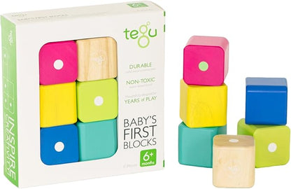 Tegu 6 Piece Magnetic Baby’s First Building Blocks, Tints