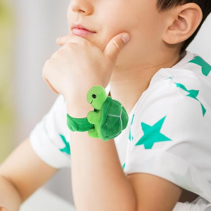 Plush Slap Bracelets Stuffed Animal Huggers Turtle Sea Animal Slap Bracelets Stuffed Ocean Theme Party Plush Fillers Party Favors Turtle Snap Bracelet, 10X7.5CM, Green