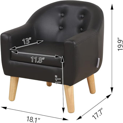 Getifun Single PVC Kids Sofa Chair, Toddler Sofa and Couch with Wooden Legs, Children Armchair for Children Gift (Black)