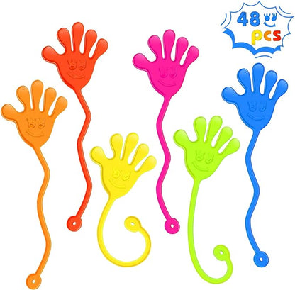 Sticky Hands Bulk 48 PCS Party Favors for Kids 4-8 8-12 Stretchy Sticky Hand Toy Goodie Bag Stuffers Fillers Treasure Box Toys Classroom Prizes School End of Year Student Gifts Birthday Party Supplies