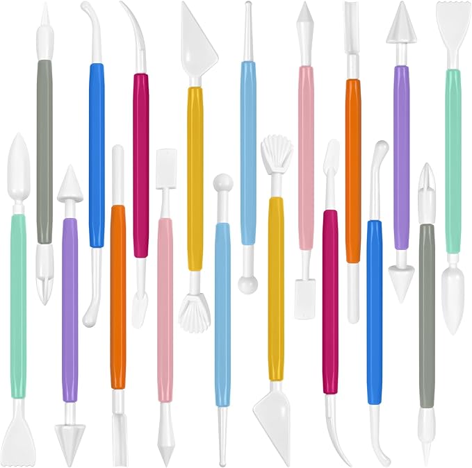 Clay Tools 18PCS Air Dry Clay Double-Ended Tool Kit Plastic Clay Sculpting Tools Set for DIY Pottery, Modeling Molding Polymer Clay