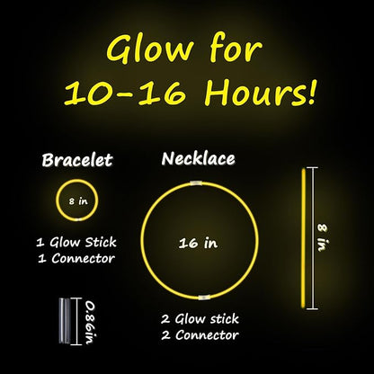 75 Glow Sticks Bracelets and Necklaces, 8'' Glowsticks Bulk Pack Bright Glow in the Dark Party Supplies for Kids (Yellow)