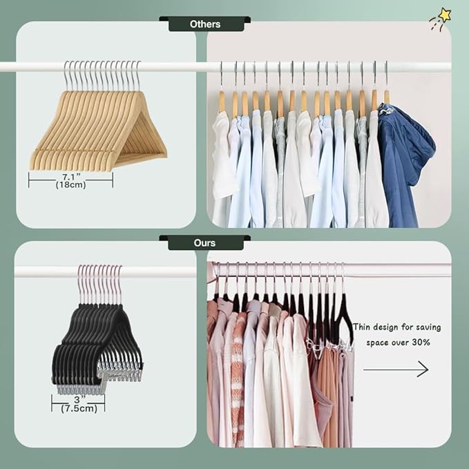 Stormix Baby Hangers, 14 Pack Pants Hangers with Clips, Non-Slip Clothes Hangers, Heavy-Duty Kids Hangers for Shirts, Pants, Skirts, Dresses, Jackets, Coat (Black)