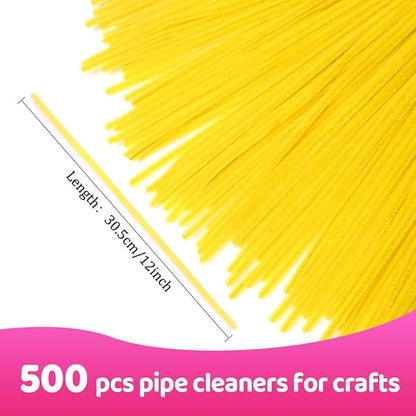 Praisebank 500pcs Yellow Pipe Cleaners, Pipe Cleaners, Pipe Cleaners for Crafts.