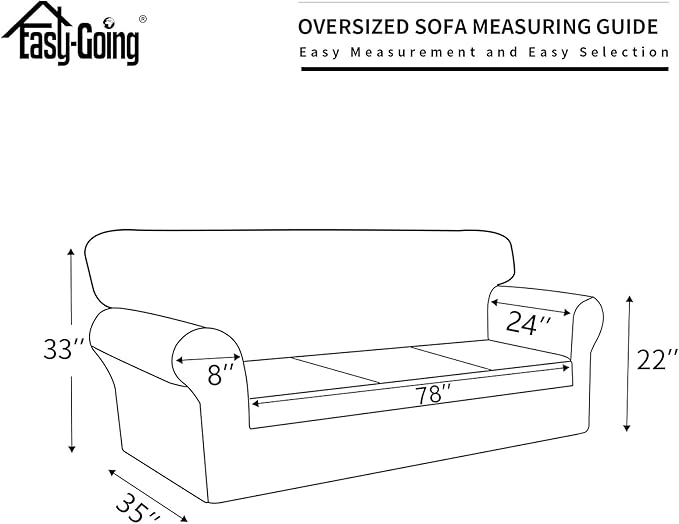 Easy-Going 100% Dual Waterproof Oversized Cover Stretch Soft Couch Cover for Dogs, Sofa Slipcover for 3 Separate Cushion Couch Leakproof Furniture Protector for Kids, Pets Dark Gray