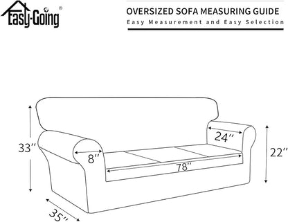 Easy-Going 100% Dual Waterproof Oversized Cover Stretch Soft Couch Cover for Dogs, Sofa Slipcover for 3 Separate Cushion Couch Leakproof Furniture Protector for Kids, Pets Dark Gray