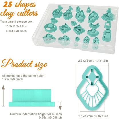 ORIGACH 25 Pcs Gemstone Shaped Polymer Clay Cutters Set Earring Clay Cutter DIY Craft Supplies for Earring and Jewelry Making