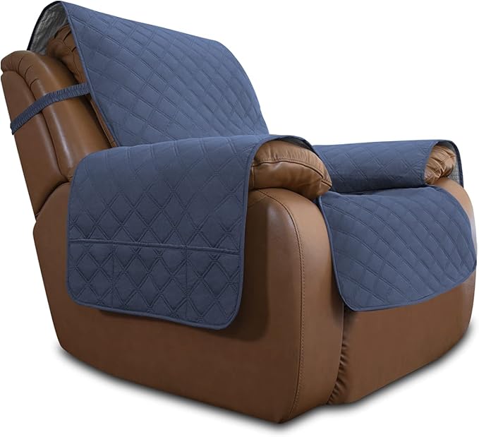 Easy-Going Sofa Slipcover Waterproof Oversized Recliner Chair Cover Non-Slip Fabric Couch Cover for Living Room Washable Furniture Protector for Pets Kids Children Dog Cat (Oversized Recliner, Navy)