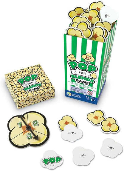Learning Resources Pop for Blends Game,Phonics Game, 2-4 Players, 92 Cards, Ages 6+