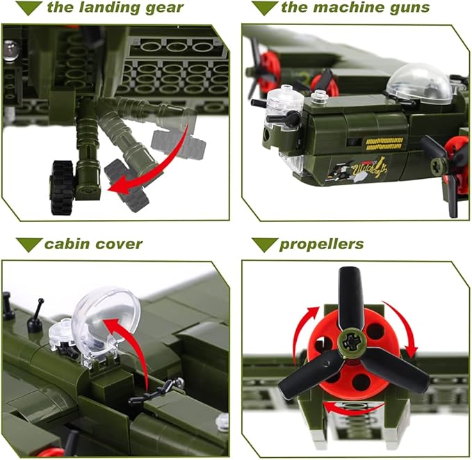 Feleph B-24 Liberator Bomber Aircraft Model Kit Airplane 788 Pieces Blocks WW2 Military Building Set for Kids Ages 6+ Compatible with Major Brands