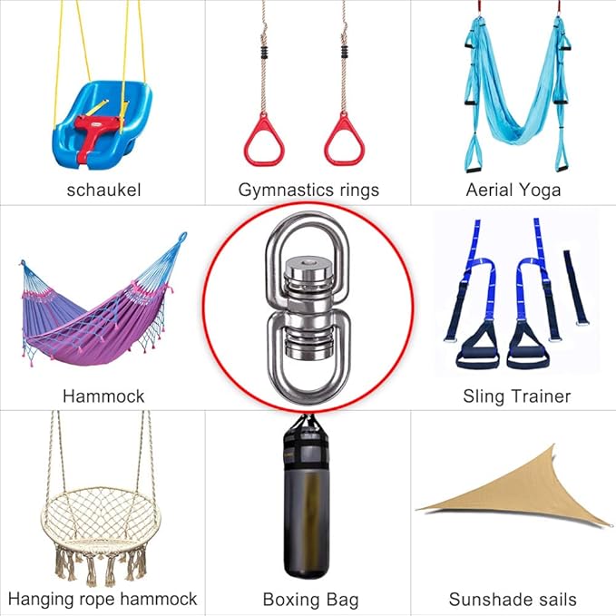 SELEWARE Bearing Swing Swivel, 360° Rotational Device Hanging Accessory for Web Tree Swing, Hammock Chair, Climbing Rope, Aerial Yoga, Kids Swing Swivel,Hold Up to 1200LB