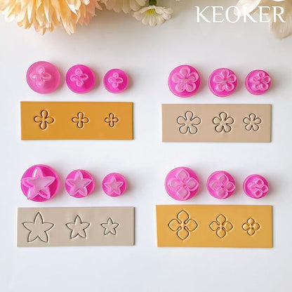 KEOKER Spring Clay Cutters, Spring Polymer Clay Cutters Flowers, Small Flower Clay Cutter, 12 Shapes Floral Polymer Clay Cutters for Earrings, Flower Clay Cutters for Polymer Clay Jewelry