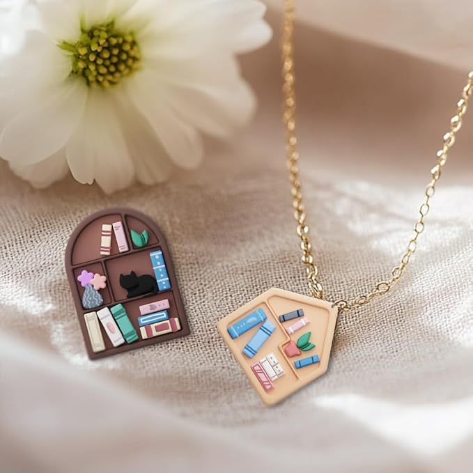 ORIGACH 13 Pcs Mini Bookshelf Polymer Clay Cutters，Book Vase Frame Design Clay Cutters for Polymer Clay Jewelry Earrings with a Clear Storage Box