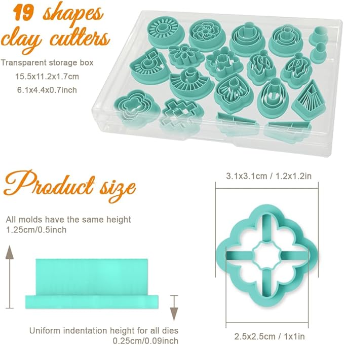 ORIGACH 19 Pcs Geometric Irregular Shape Polymer Clay Cutters Set Boho Earring Clay Cutter DIY Craft Supplies for Earring and Jewelry Making