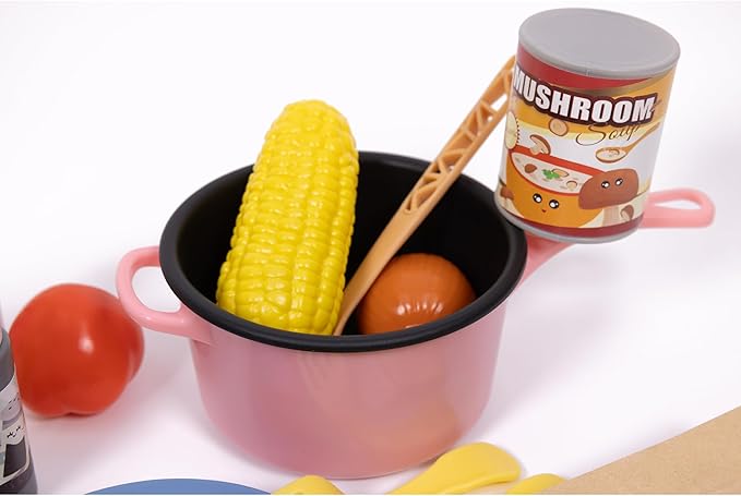 NurtureNature: Imaginative Minds - Farfalle Cooking Set - 44pc Toy Food, Kitchen Pot, Utensils, Pasta, Seasonings, Pretend Play, Earth Conscious, Kids 3+