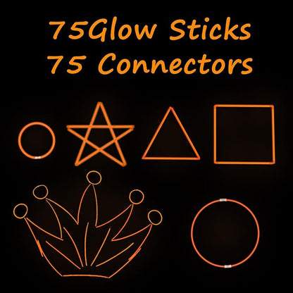 75 Glow Sticks Bracelets and Necklaces, 8'' Glowsticks Bulk Pack Bright Glow in the Dark Party Supplies for Kid (Orange)