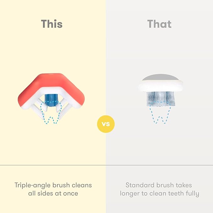 Frida Baby Triple-Angle Toothhugger Training Toddler Toothbrush | Toddler Toothbrush 2 Years and Up, Cleans All Sides at Once | Pink