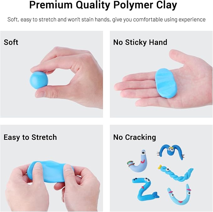 Polymer Clay, 116 Colors Oven Bake Modeling Clay Starter Kits for Kids, Creative Polymer Clay Kit with Sculpting Tools and Jewelry Accessories, Non-Toxic, Ideal DIY Gifts for Adults and Teens