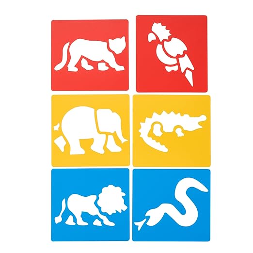 Washable Plastic Jungle Stencils - Set of 6