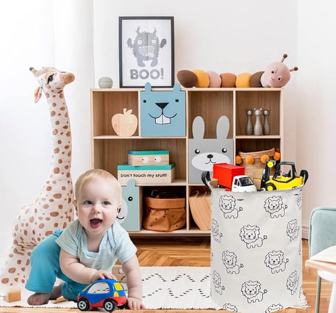 ESSME Baby Hamper,Nursery Laundry Basket,Lion Storage Basket,Toy bin for Boys, Gift Baskets,Room Decor,Home Organizer (Lions)