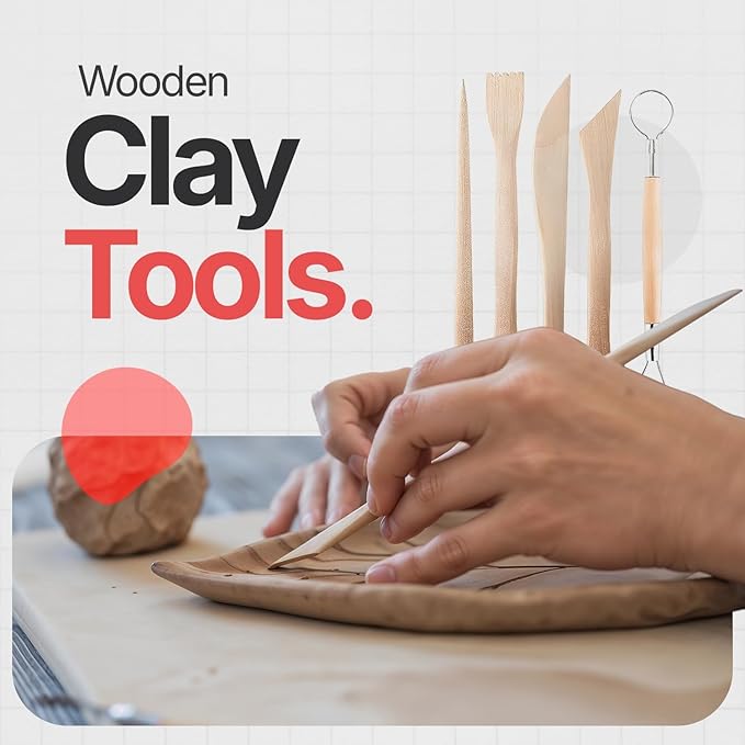 25 Pcs Clay Tools and Pottery Tool Kit for Polymer Clay Sculpting, Air Dry Clay, Ceramics, Professional Sculpting Tools Set with Silicone Shapers, Ball Stylus & Premium Black Canvas Case