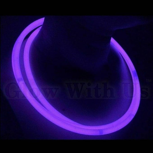 Glow Sticks Bulk Wholesale Necklaces, 600 22” Purple Glow Stick Necklaces, Bright Color, Glow 8-12 Hrs, Connector Pre-Attached, Sturdy Packaging, GlowWithUs Brand