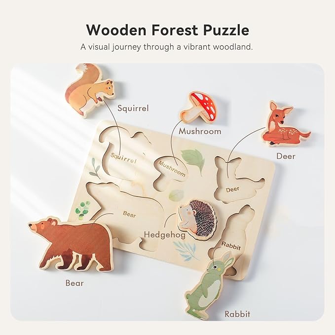 IEATFO 3 Packs Space Ocean Forest Wooden Chunky Puzzles for Toddlers, Wood Puzzles for Kids, Insert Puzzles Each Piece Fits Perfectly, Sturdy and Pegless, Educational Toys