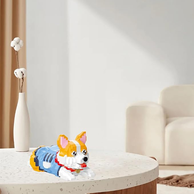 Cute Animal Building Blocks, Pet Micro Mini Building Blocks for Adults and Kids Age 6+ Gift Toy 806 Pcs (Corgi Dog)