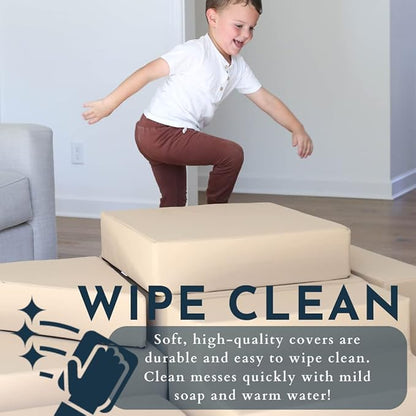 Foamnasium Mega Wedge Set, Indoor Foam Playset, 2 Piece Soft Toddler and Active Kids Play Foam Climber for Crawling, Climbing, Sliding and Jumping, Made in The US, Enhanced Snow