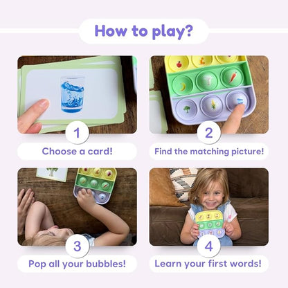 The Fidget Game Popplers, Matching Memory Game for Toddlers Early Learning & Educational Fidget Toy, Food & Farm Animals Popping Game, Teacher Must Have for Matching, Sound Recognition and First Words