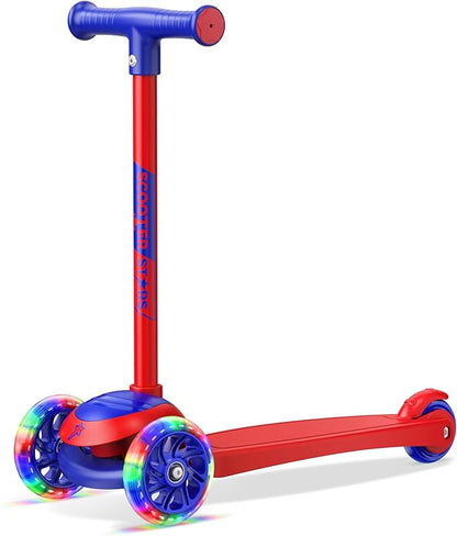 3 Wheel Scooter for Kids, Smooth Light Up LED Front Wheels, Wide Anti Slip Deck, Rear Foot Brake, Easy Lean to Steer Maneuvering, Indoor & Outdoor Ride On Toys for Ages 2 Up,