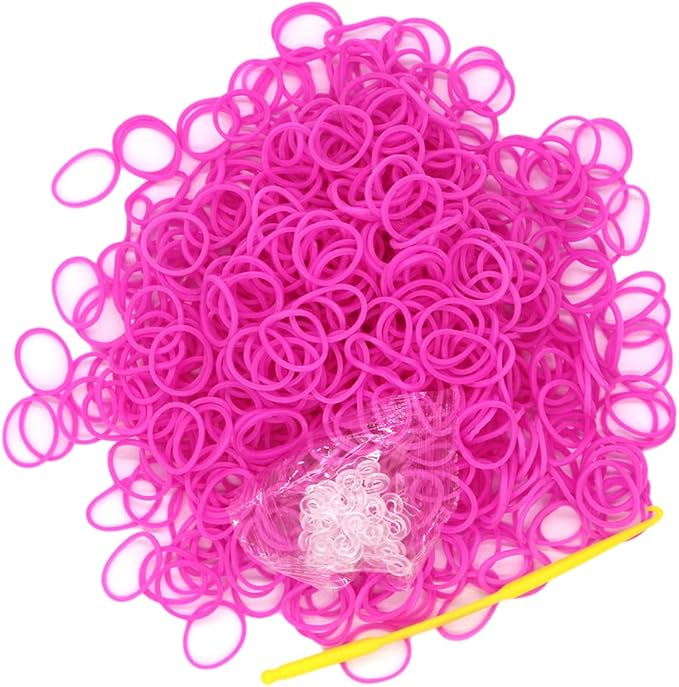3000PCS Loom Rubber Bands Kit with 75 Clips,5 Hooks, Premium Bracelet Making Kit for Kids Weaving DIY Crafting Gift(Rose)