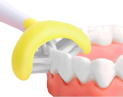 2 Pieces 3 Sided Toddler Toothbrush, Three Bristles for Kids Toothbrush, Autism Soft Bristles Toothbrush,Soft and Gentle for Complete Tooth and Gum Care(C1（Blue+Yellow） Kids)
