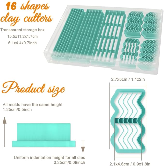 ORIGACH 7 Pcs Stripes Waves Polymer Clay Cutters Set Earring Clay Cutter DIY Craft Supplies for Earring and Jewelry Making