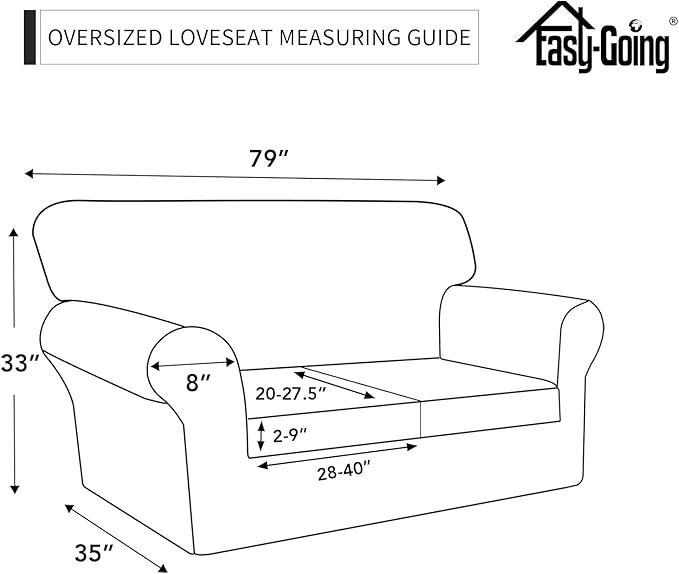 Easy-Going 100% Dual Waterproof Oversized Loveseat Cover Stretch Soft Couch Cover for Dogs, Sofa Slipcover for 2 Separate Cushion Couch Leakproof Furniture Protector for Kids, Pets Camel
