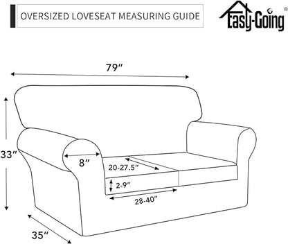 Easy-Going 100% Dual Waterproof Oversized Loveseat Cover Stretch Soft Couch Cover for Dogs, Sofa Slipcover for 2 Separate Cushion Couch Leakproof Furniture Protector for Kids, Pets Dark Gray