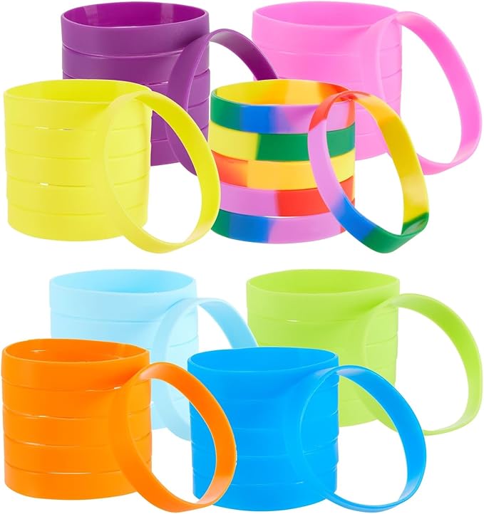 BLUE PANDA 48 Pack Multi-Colored Silicone Bracelets Bulk Set for Sports Teams, Games, Colored Wrist Bands for Sublimation, 8 Colors, 8 In