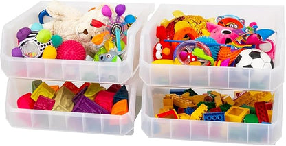 ReadySpace Extra Large Plastic Storage Bins, Stackable Organizer Containers for Closet Pantry Shelf Garage and Office Organization, Clear, 4 Pack