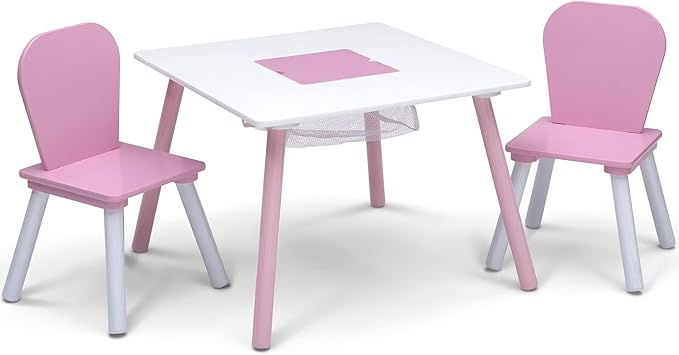 Delta Children 4-Piece Toddler Playroom Set, Pink/White