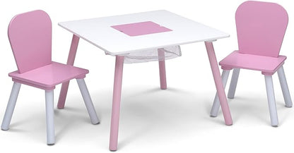 Delta Children 4-Piece Toddler Playroom Set, Pink/White