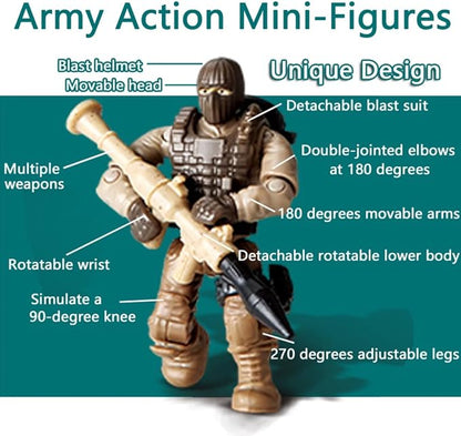 24 PCS Thunder Special Forces Building Block Action Mini-Figures Blind Bags with Multiple Weapons Accessories Equipment Assembly Building Toys Party Favors for Boys