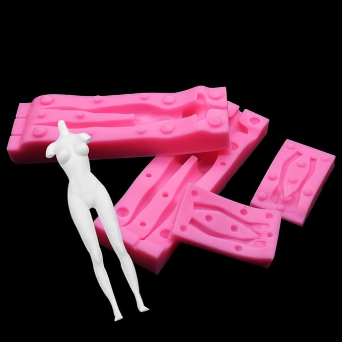 3D Human Body Silicone Clay Mold, Large Human Sculpture Polymer Mold Full Body Mold for Polymer Clay Craft (Small Female Body Set)