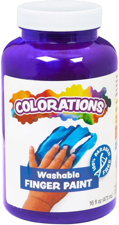 Colorations Washable Finger Paints, 16 fl oz, Violet, Non-Toxic, Creamy, Vibrant, Kids Paint, Craft, Hobby, Fun, Art Supplies, Young kids, finger painting, hand painting (CWFVI)