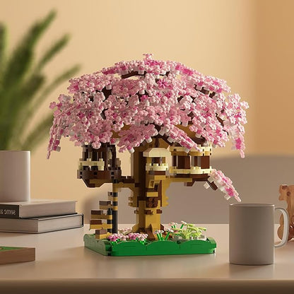Beego 2 Bonsai Tree Cherry Blossom Building Toy Not Compatible with Lego, Japanese Sakura Pink&Purple Flower House Building Micro Bricks, Tree House Botanical Collection for Adults, Teen (2201 PCS)