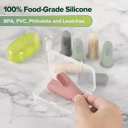 haakaa Baby Toothbrush, Soft Food Grade Silicone Baby Teether Finger Tooth Brush for Toddler, Baby First Toothbrush Infant Teething Toys Training Toothbrush, 0 Months+,2 Pack, Pea Green