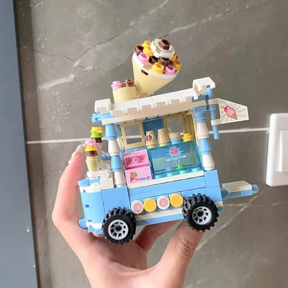 Girls Building Blocks Toys 184 Pieces Ice Cream Truck Set Toys for Girls Models Pink Building Bricks Toys STEM Toys Construction Play Set for Kids Best Gifts for Girls Age 6-12 and Up