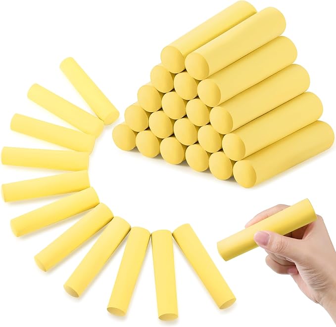 Fulmoon 40 Pcs Jumbo Sidewalk Chalk for Kids Outdoor Art Non Toxic Large Washable Street Chalk for Adults Drawing Painting Graffiti Classroom(Yellow,Round Style)